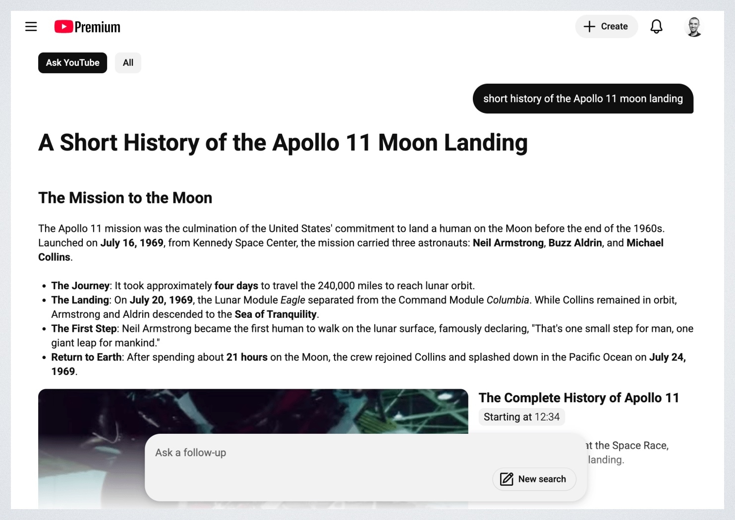 В YouTube Premium заработал чат-бот Ask YouTube