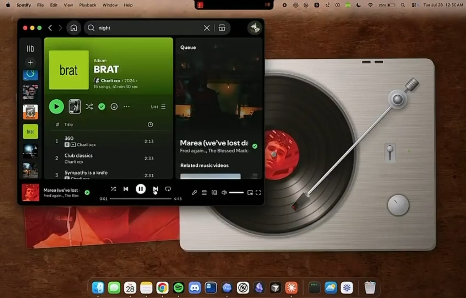 Представлен публике инициатива Vinyl для Mac, превращающий треки из Spotify в анимированные обои с вращающейся виниловой пластинкой