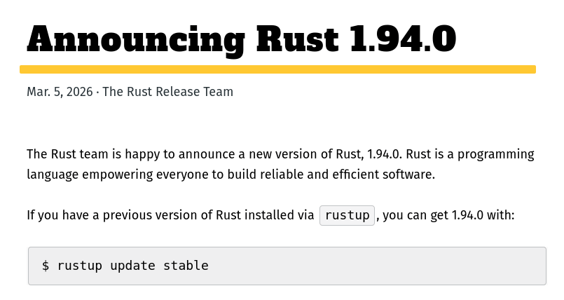 РВыпуск Rust 1.94.0