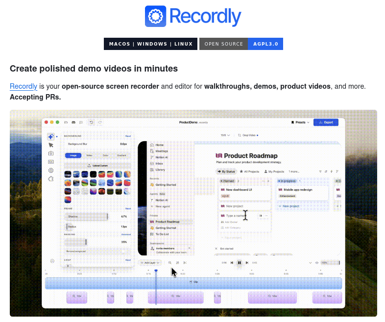 Публичный инициатива Recordly записывает монитор для создателей контента, разработчиков и преподавателей