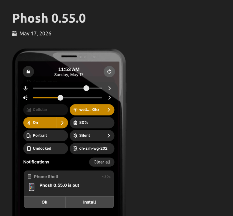 Вышло апдейт Phosh 0.55 — инициатива GNOME-окружения для смартфонов