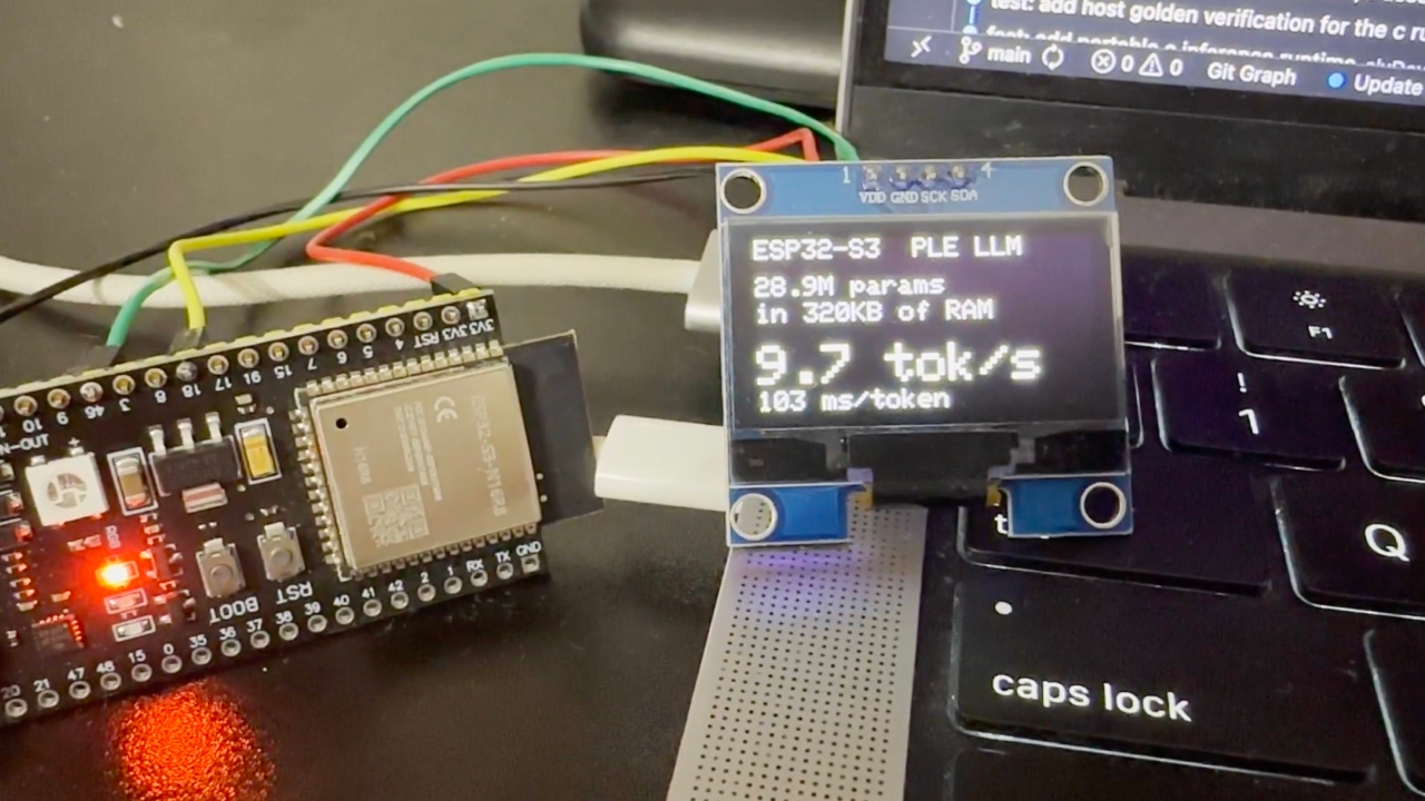 Языковую схема на 28,9 млн параметров запустили на микроконтроллере ESP32-S3