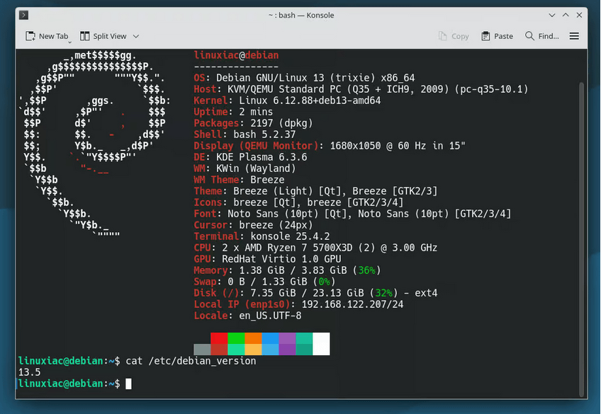 Вышло апдейт Debian 13.5