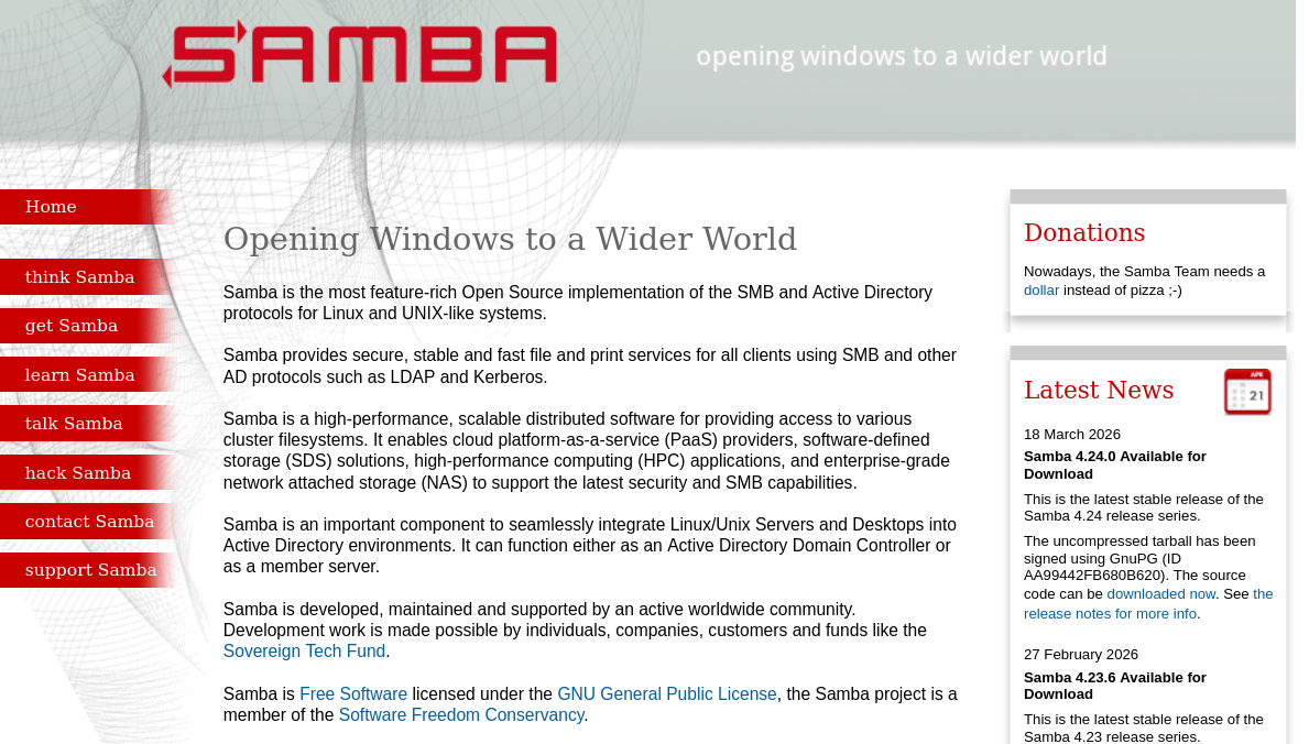 Вышло апдейт Samba 4.24.0