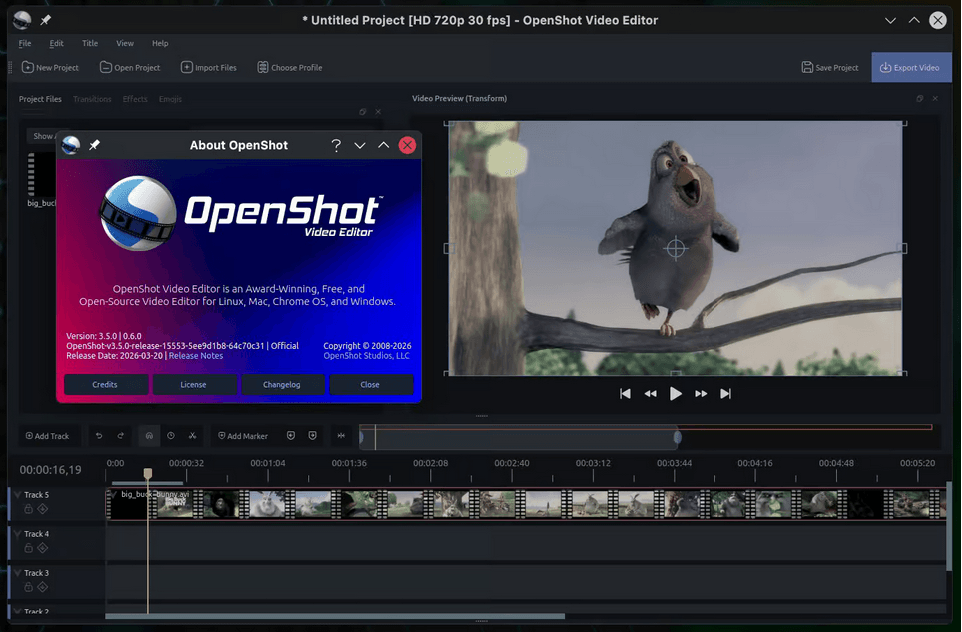 Выпуск кроссплатформенного видеоредактора OpenShot 3.5.0