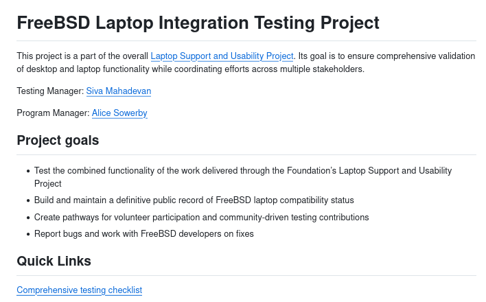 FreeBSD Foundation запустила инициатива по тестированию FreeBSD на ноутбуках