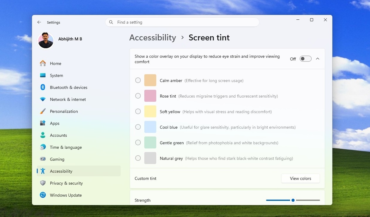 В Windows 11 тестируется опция Screen Tint, которая накладывает лёгкий оттенок цвета для комфорта глаз