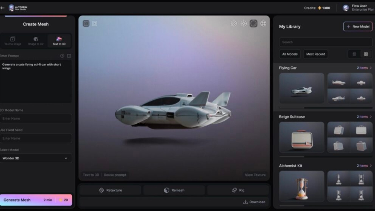В Autodesk Flow Studio появились инструменты для генерации 3D-объектов