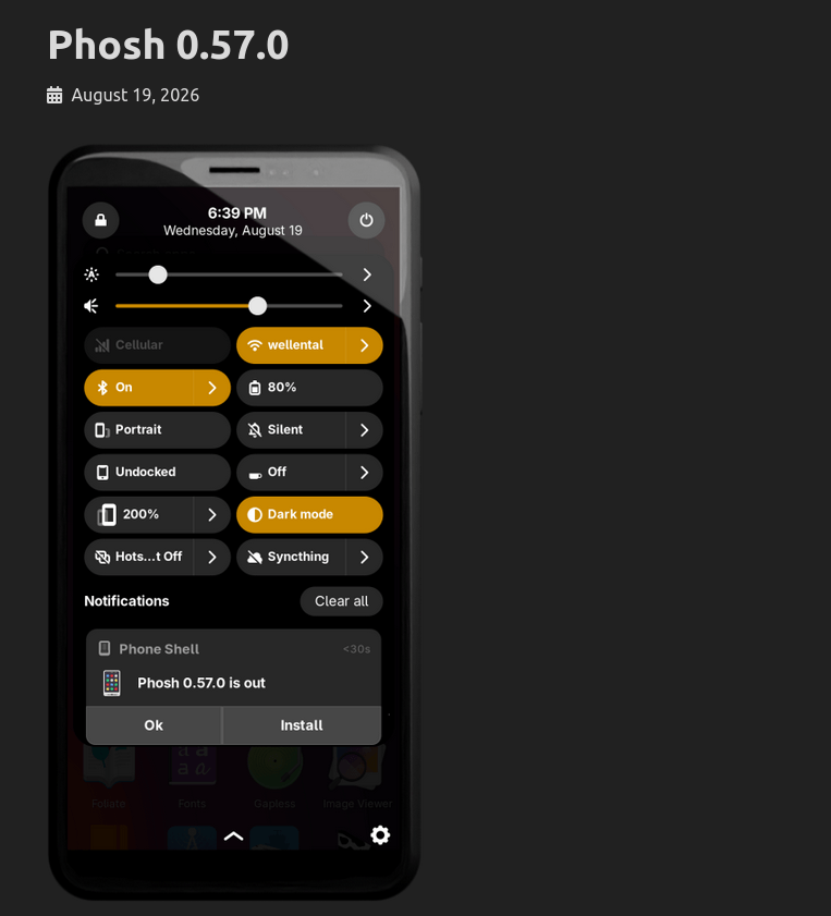 Вышло апдейт Phosh 0.57 — инициатива GNOME-окружения для смартфонов