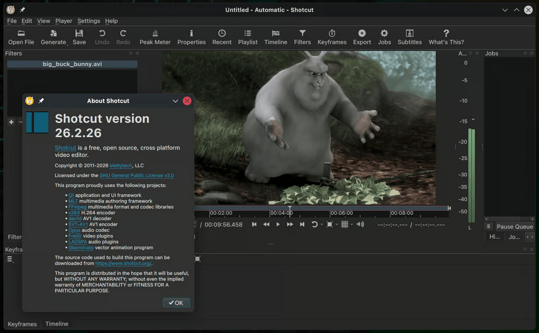 ВВерсия обновления видеоредактора с открытым исходным кодом Shotcut 26.2