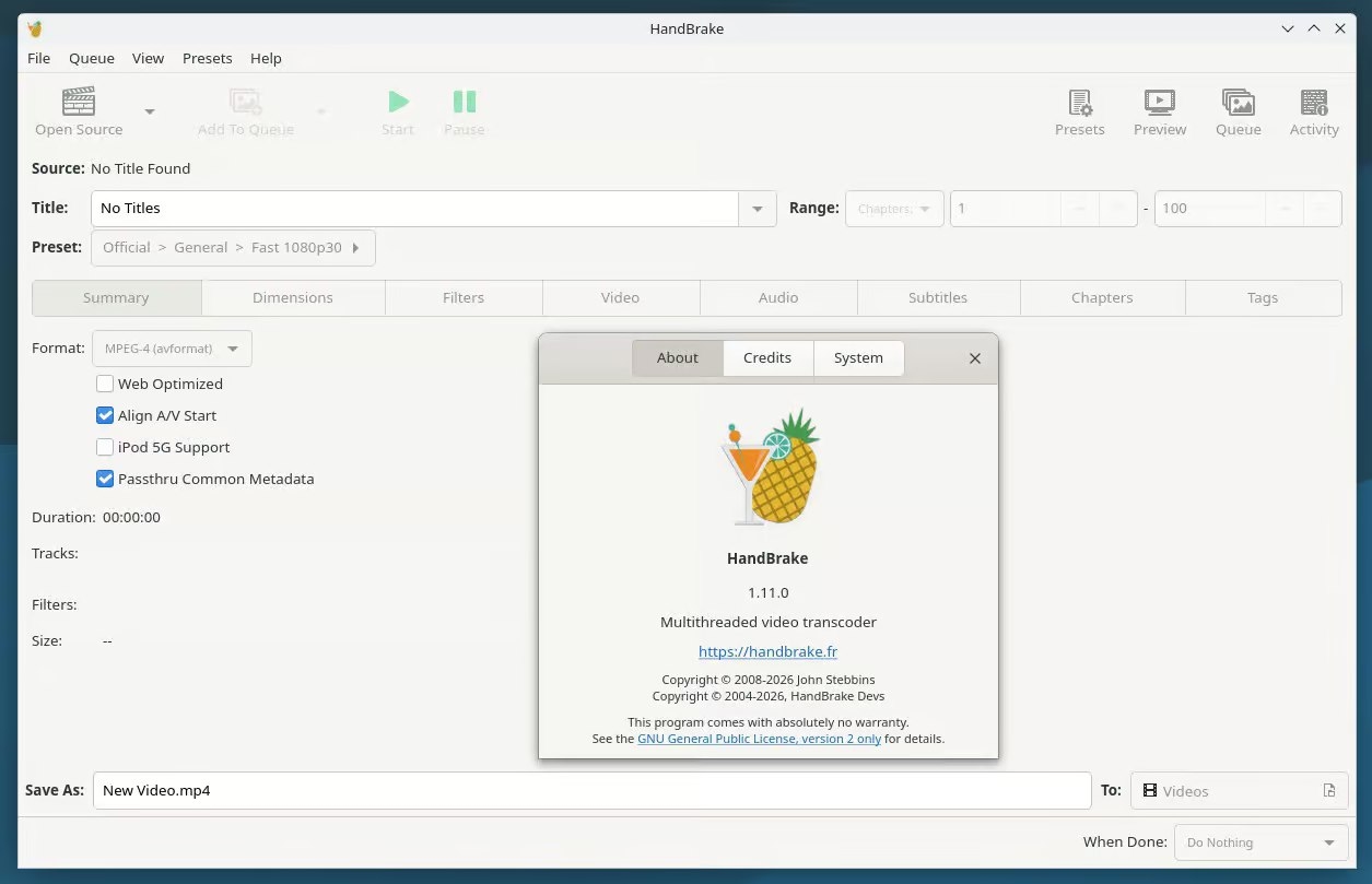 Вышло апдейт открытого видеотранскодера HandBrake 1.11.0