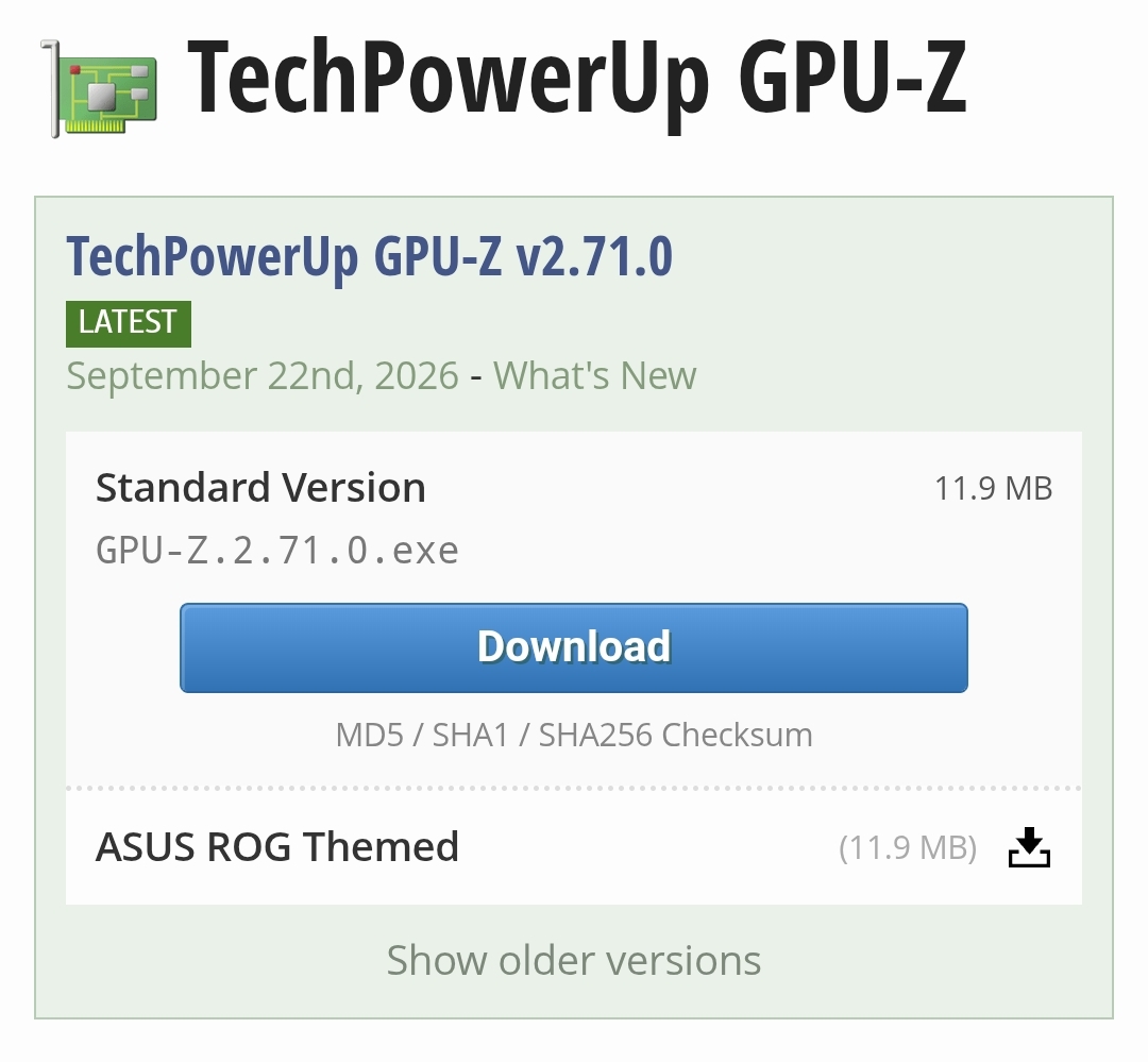 Версия GPU-Z 2.71.0