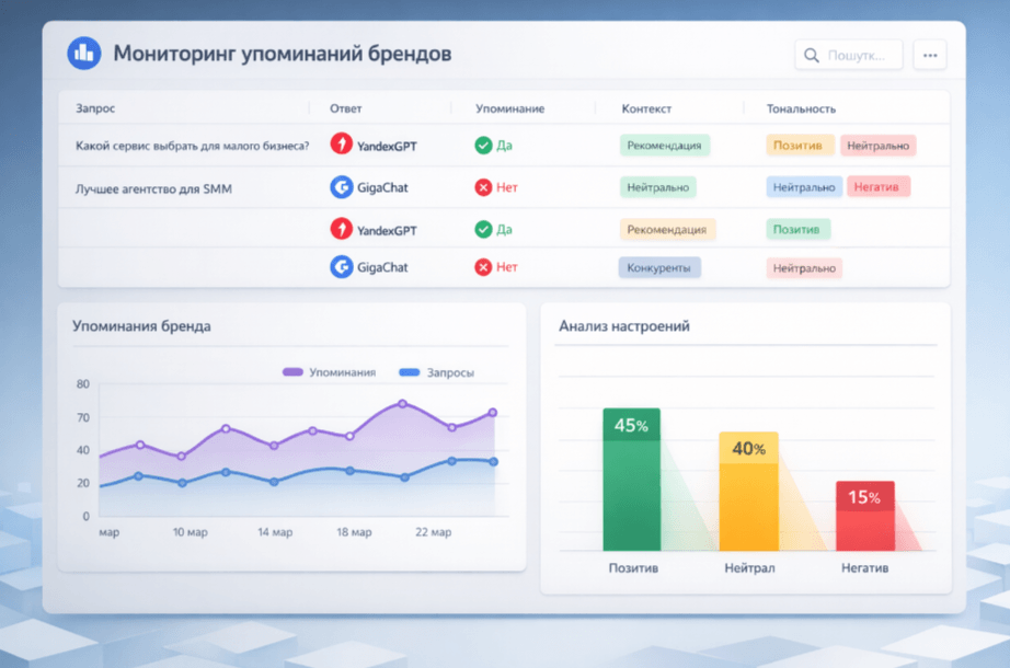 В России запустили служба для мониторинга упоминаний брендов в YandexGPT и GigaChat