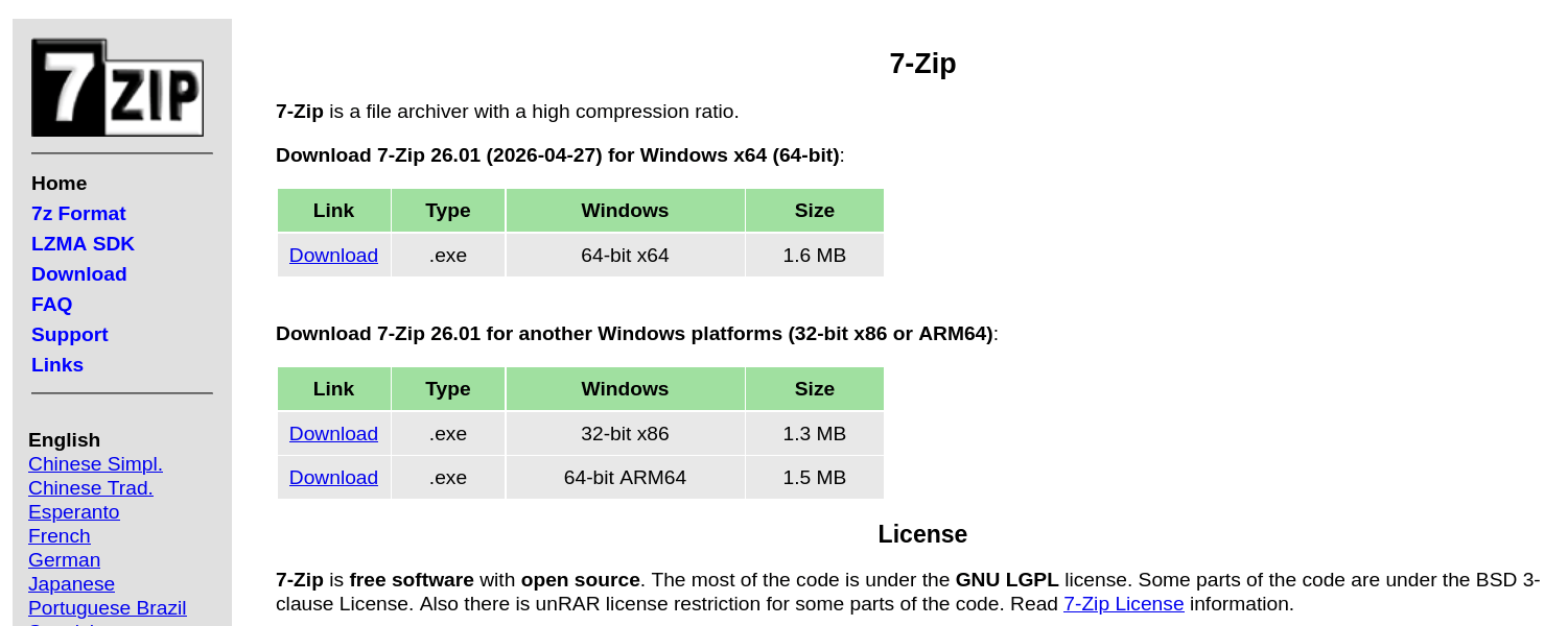 Вышел 7-Zip 26.01