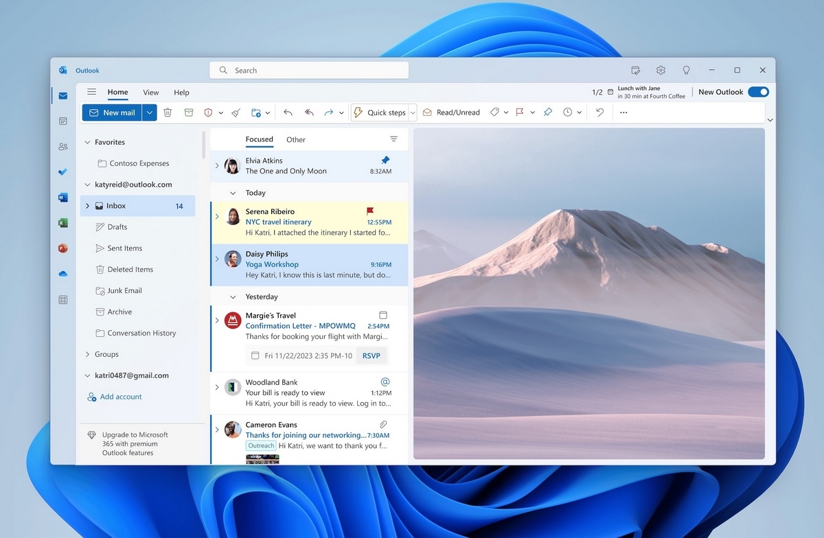 Свежий Outlook работает медленнее классической версии