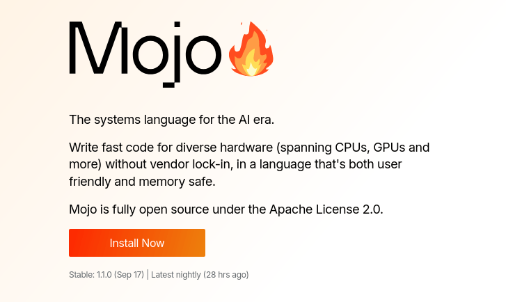 Выпуск языка программирования Mojo 1.1