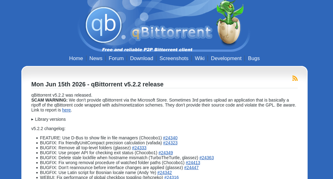 Версия qBittorrent 5.2.2
