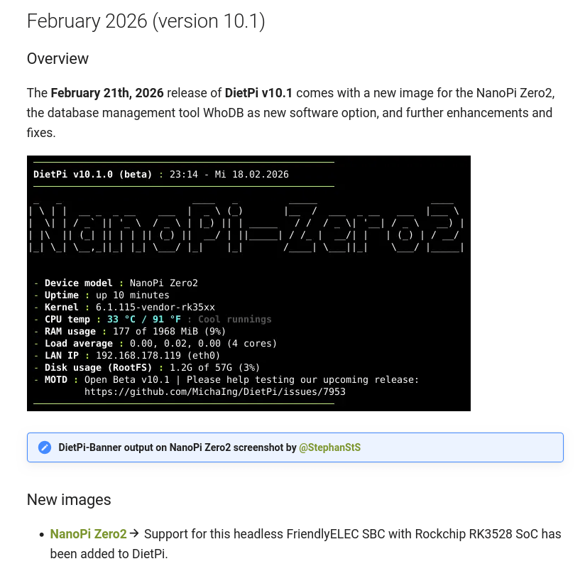 Выпуск обновления дистрибутива для одноплатных ПК DietPi 10.1