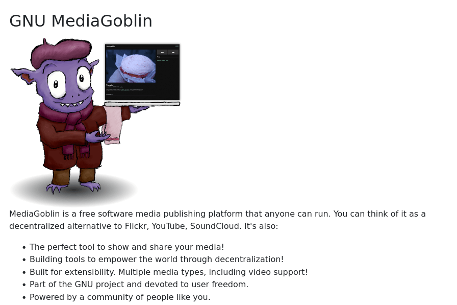 Представлен версия децентрализованной платформы для обмена медиафайлами MediaGoblin 0.15