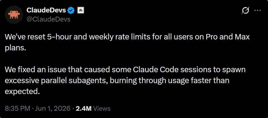 Anthropic обнулила лимиты после сбоя в Claude Code