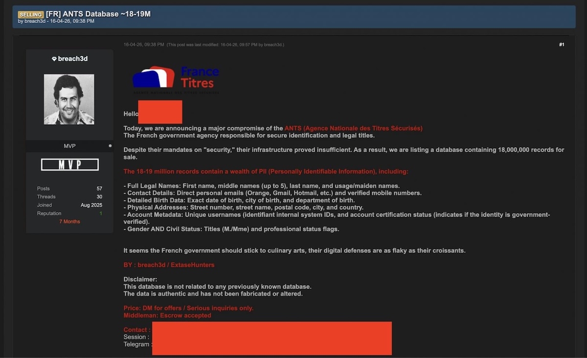 Национальное агентство по защите документов Франции взломал 15-летний хакер