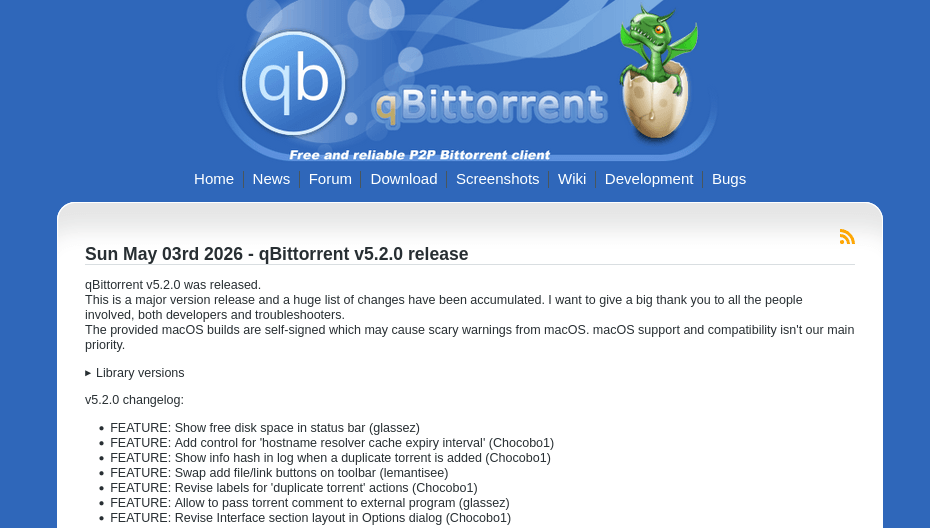Версия qBittorrent 5.2.0