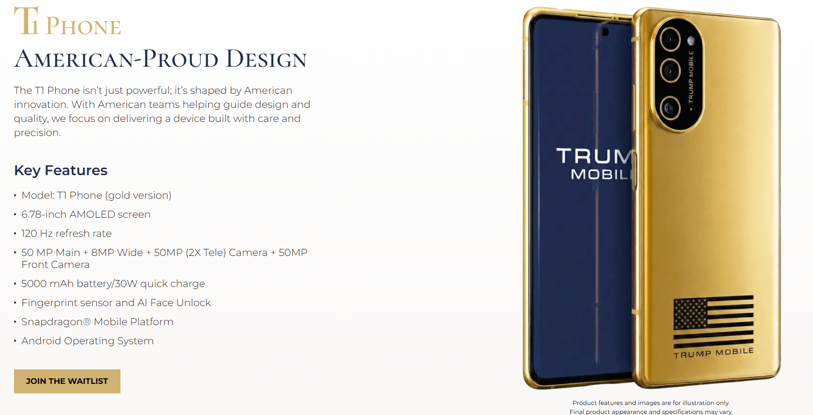 Trump Mobile T1: год прошёл, оформление поменяли снова, дата выхода исчезла