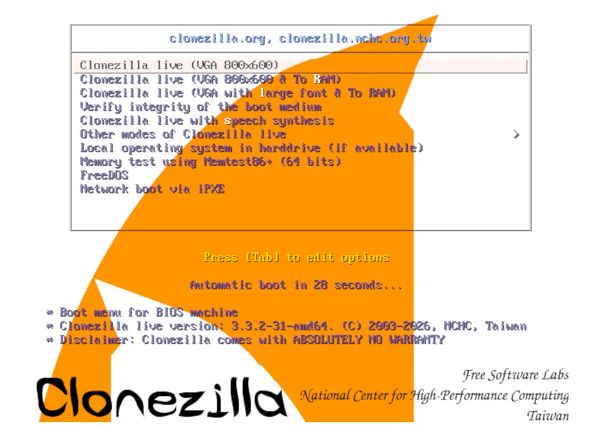 Выпуск Clonezilla Live 3.3.2-31 на базе ядра Linux 7.0