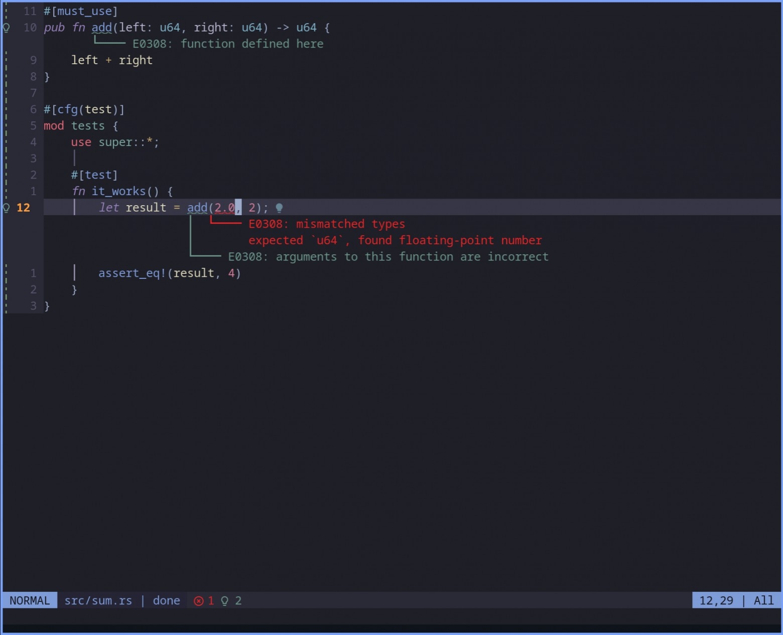 Версия редактора кода Neovim 0.12