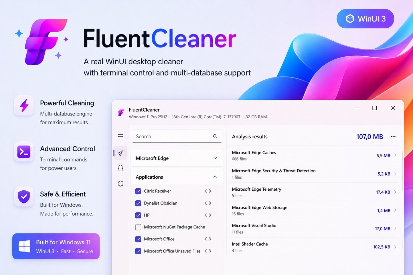 Представлен публике публичный инициатива FluentCleaner (аналог CCleaner) для очистки ПК на Windows 10/11 от ненужных компонентов