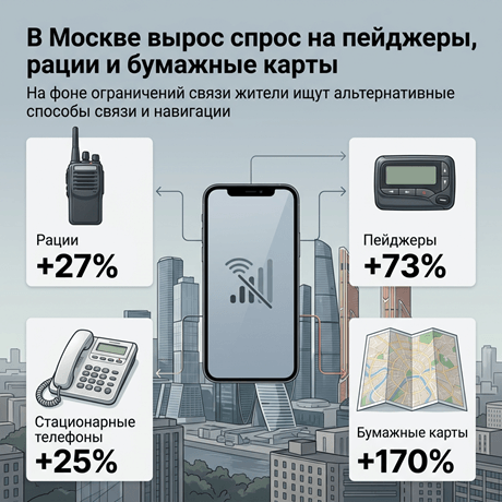 В Москве вырос спрос на пейджеры, рации и бумажные карты на фоне ограничений связи