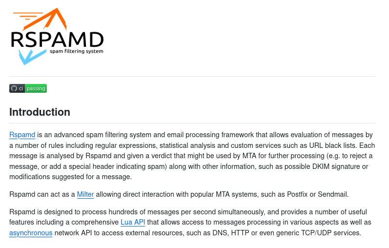 Версия системы фильтрации спама Rspamd 4.2.0