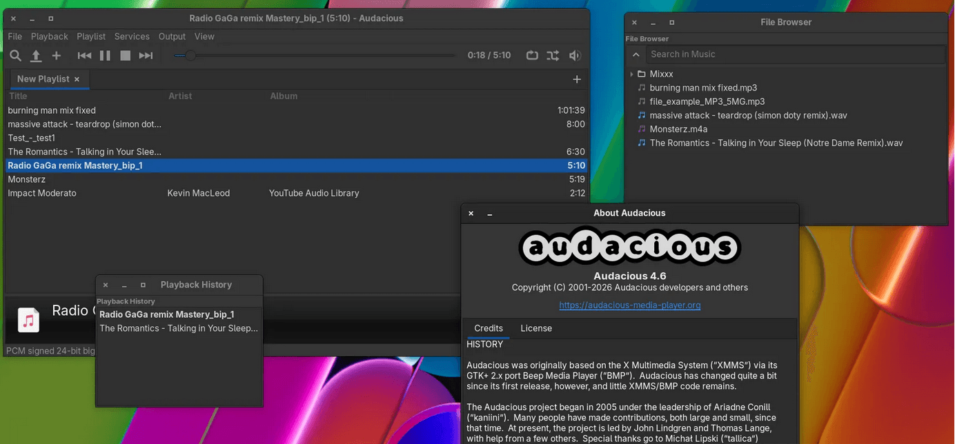 Выпуск открытого музыкального проигрывателя Audacious 4.6