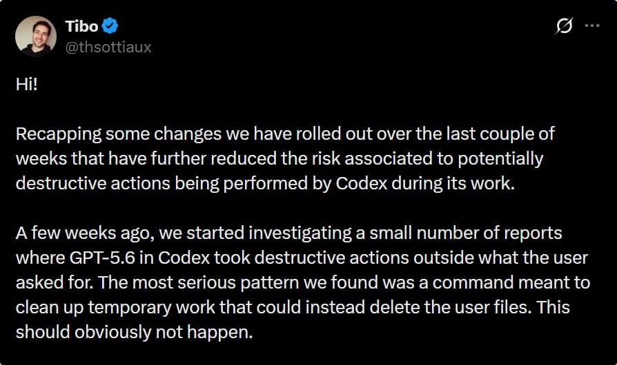 OpenAI усилила защиту Codex после случаев с удалением файлов