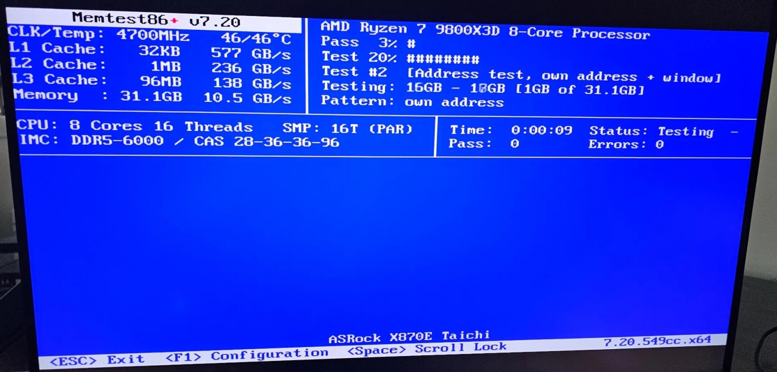 Версия Memtest86+ v8.10