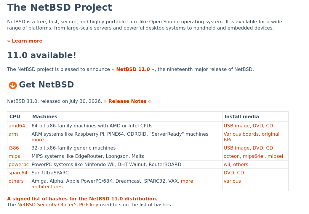 Выпуск NetBSD 11.0