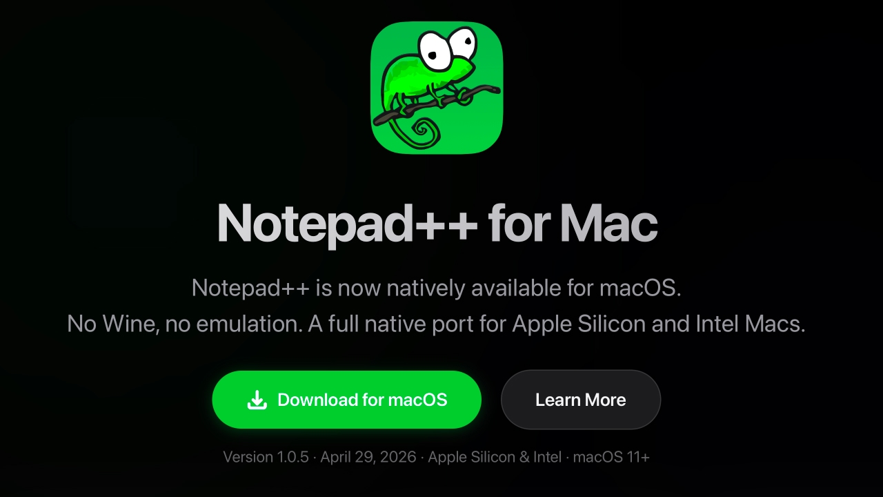 Для macOS вышел нативный порт NotePad++