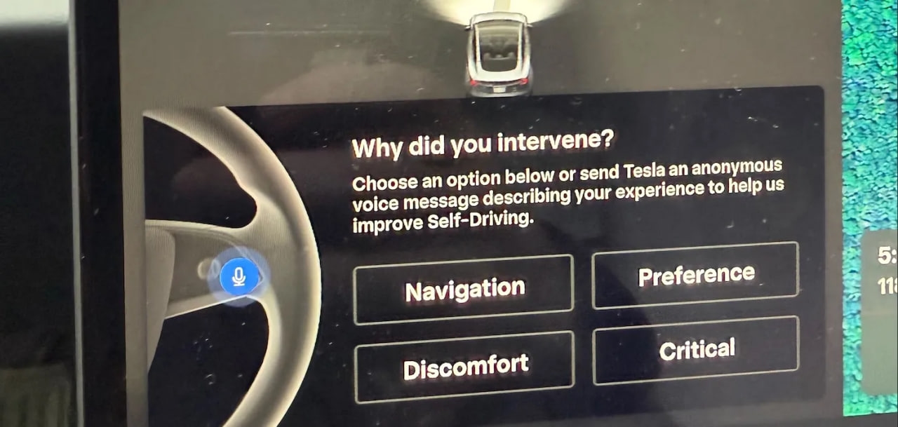 Tesla ввела обязательное требование к водителям оставлять отзыв каждый раз, когда они вмешиваются в работу FSD