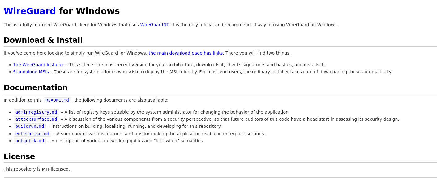 Вышли проекты WireGuard 1.0 для Windows и WireGuardNT 1.0