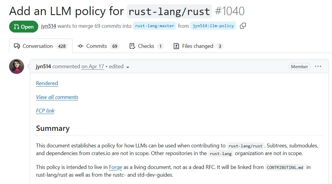 В сообществе Rust готовят к публикации правила применения ИИ-ассистентов
