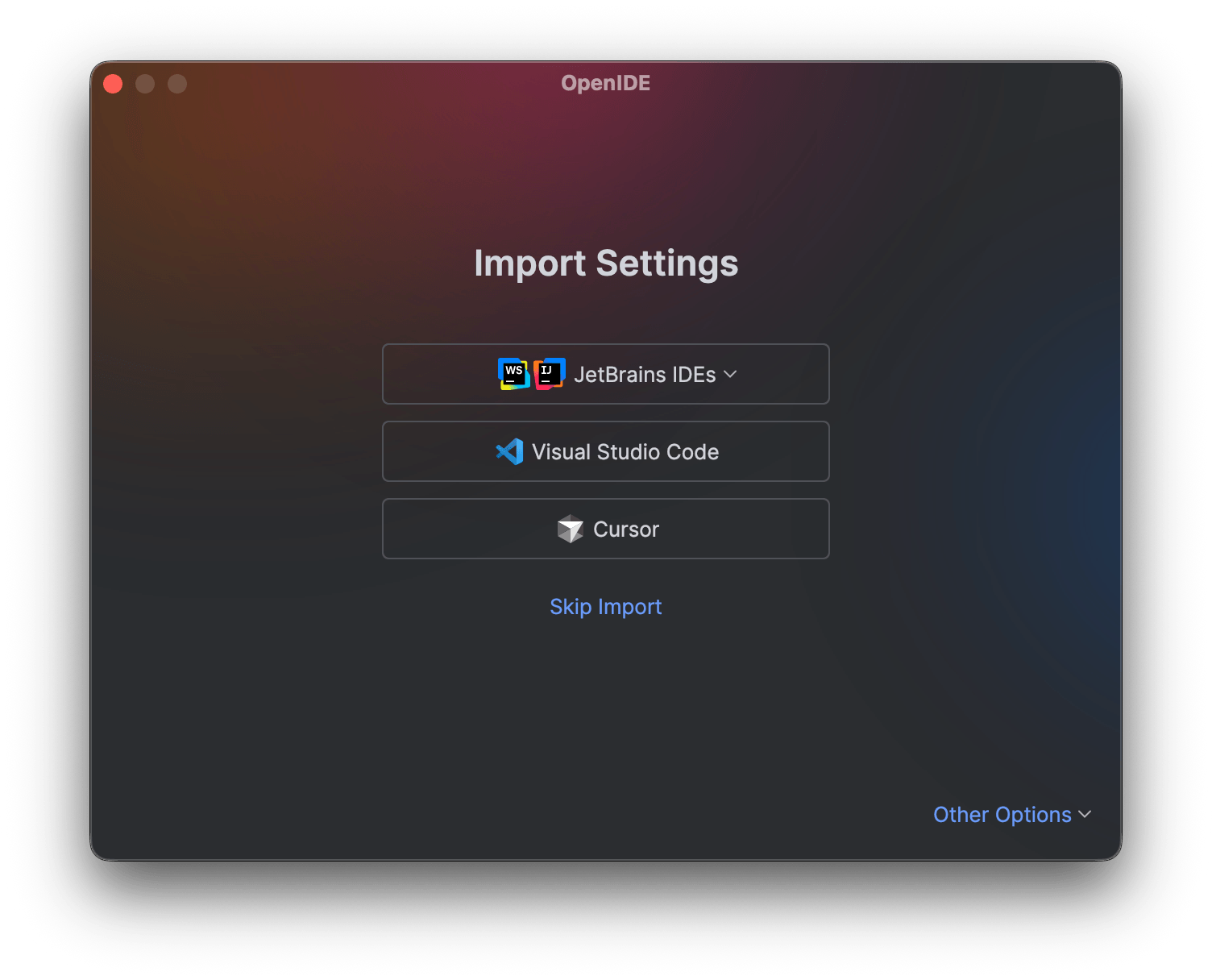 В OpenIDE появился импорт настроек из JetBrains IDE и VS Code при первом запуске