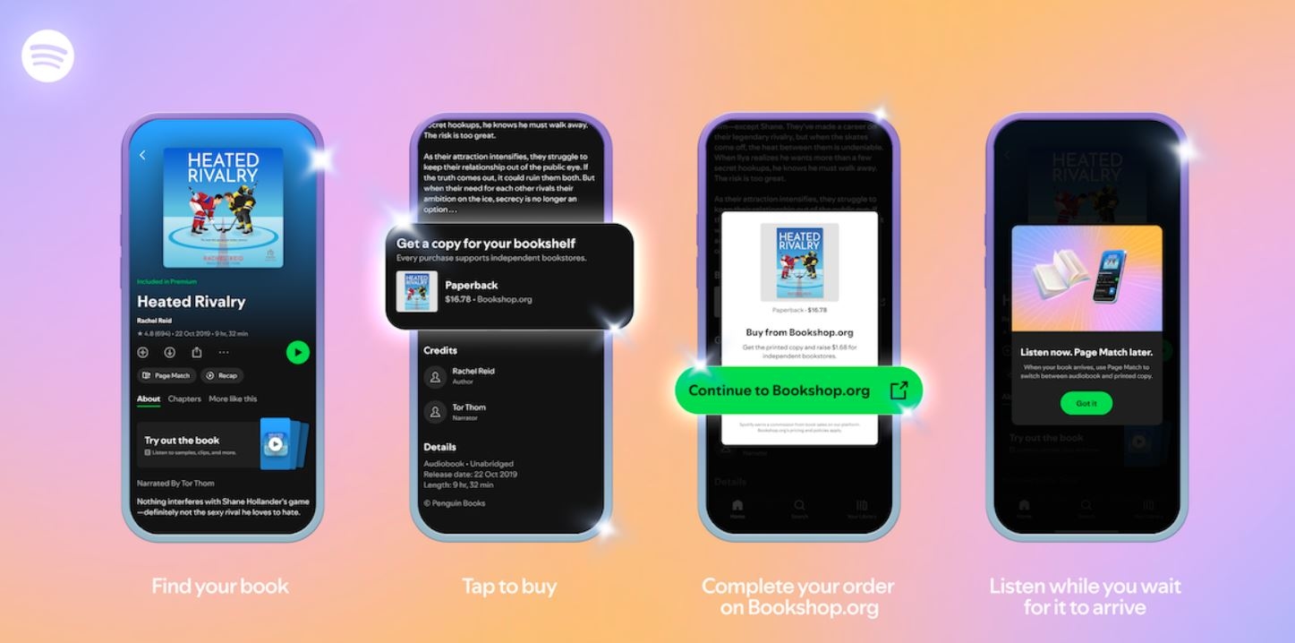 Spotify запустил функция покупки бумажных книг в США и Великобритании