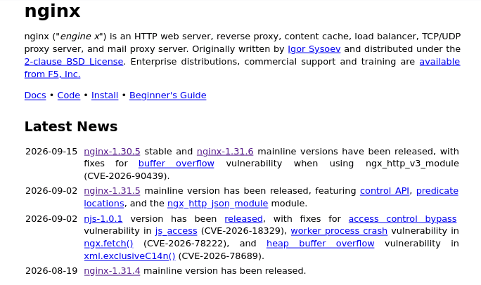 Версия nginx 1.31.6