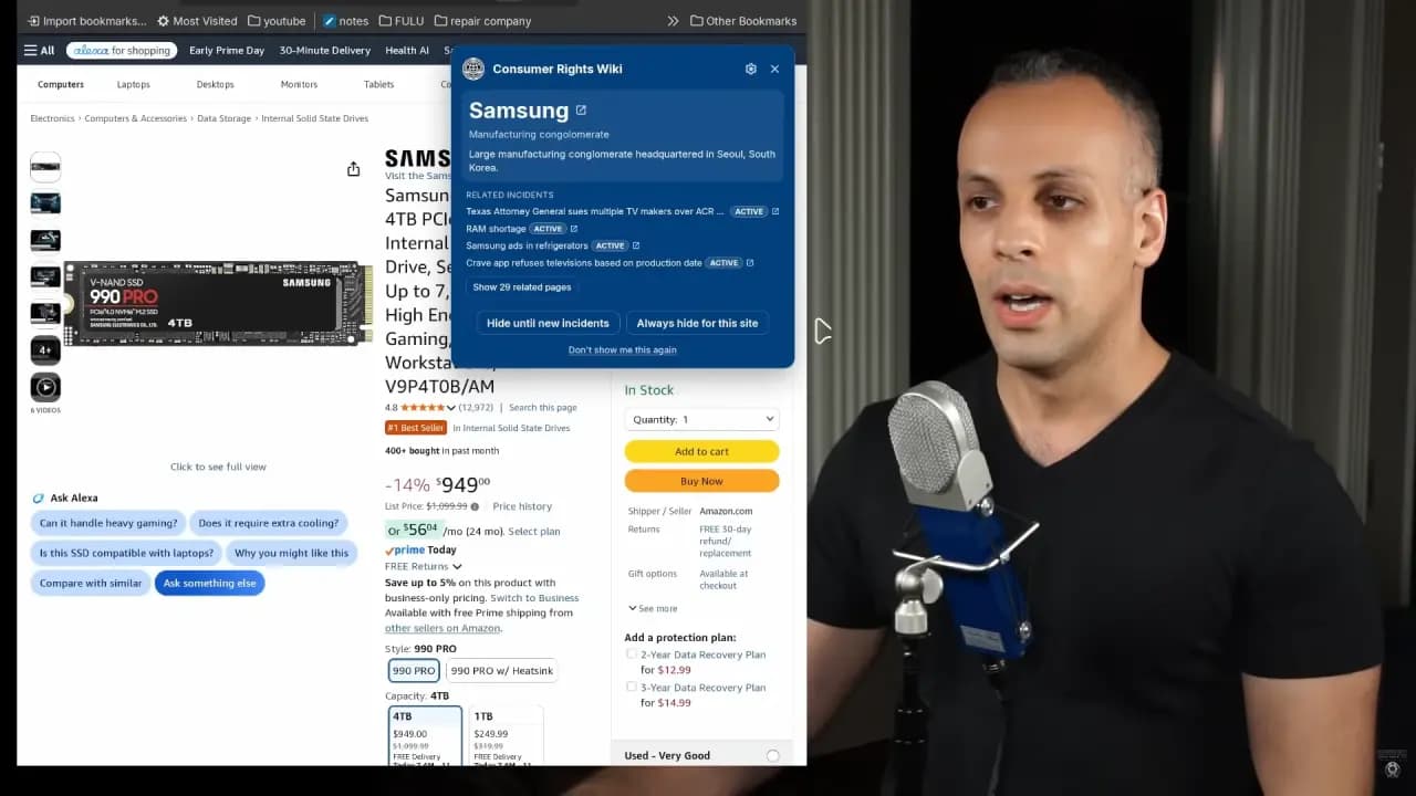Луис Россманн пригрозил Samsung судом из-за «мошенничества с гарантией на SSD 990 Pro»