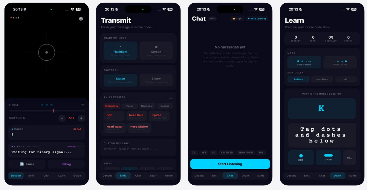 Вышло мобильное программа Morse Code — Decode & Chat — мессенджер на азбуке Морзе