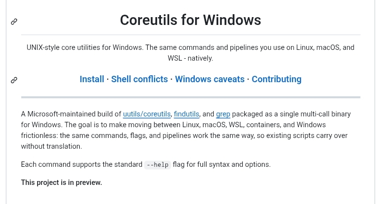 Microsoft представила Coreutils для Windows