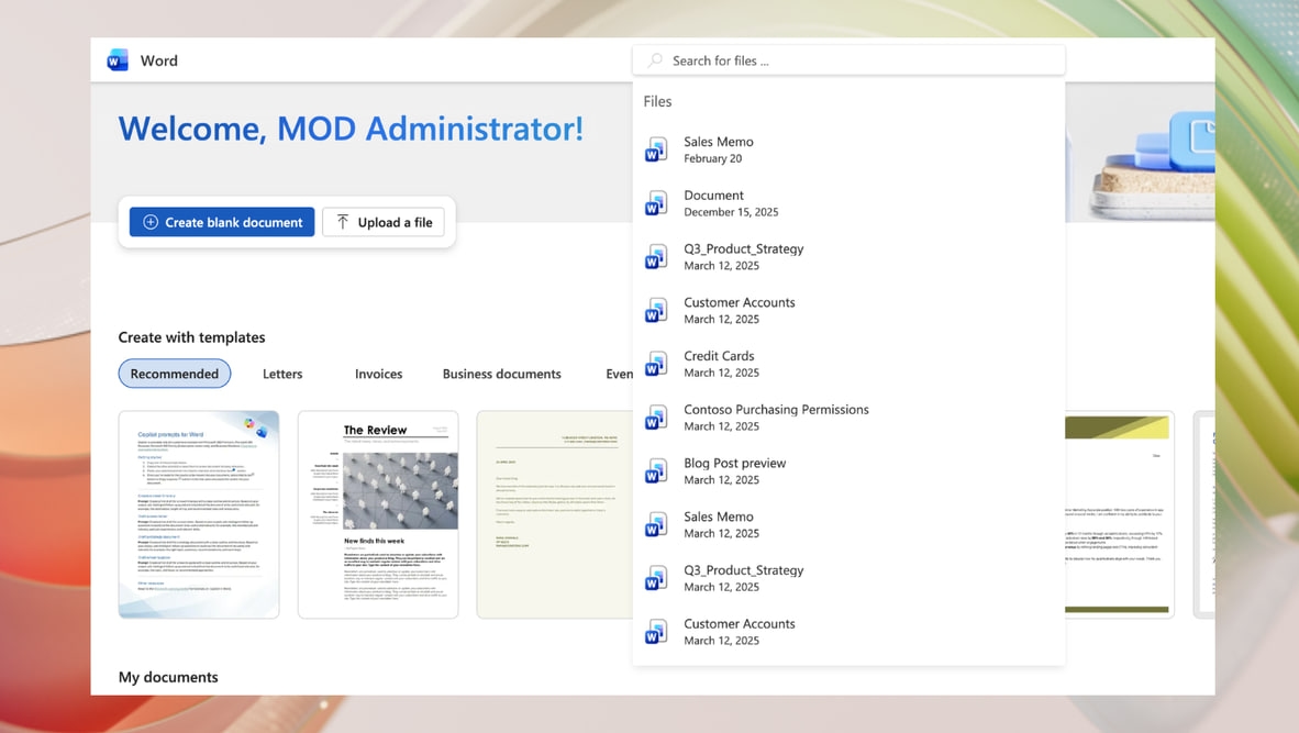 В онлайн-версиях Word, Excel и PowerPoint появился поиск в верхней части страницы