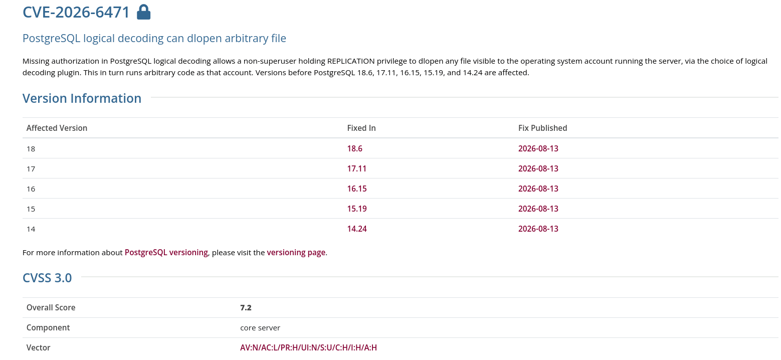 В PostgreSQL нашли уязвимость с возможностью запуска произвольного кода, которая была в проекте 12 лет