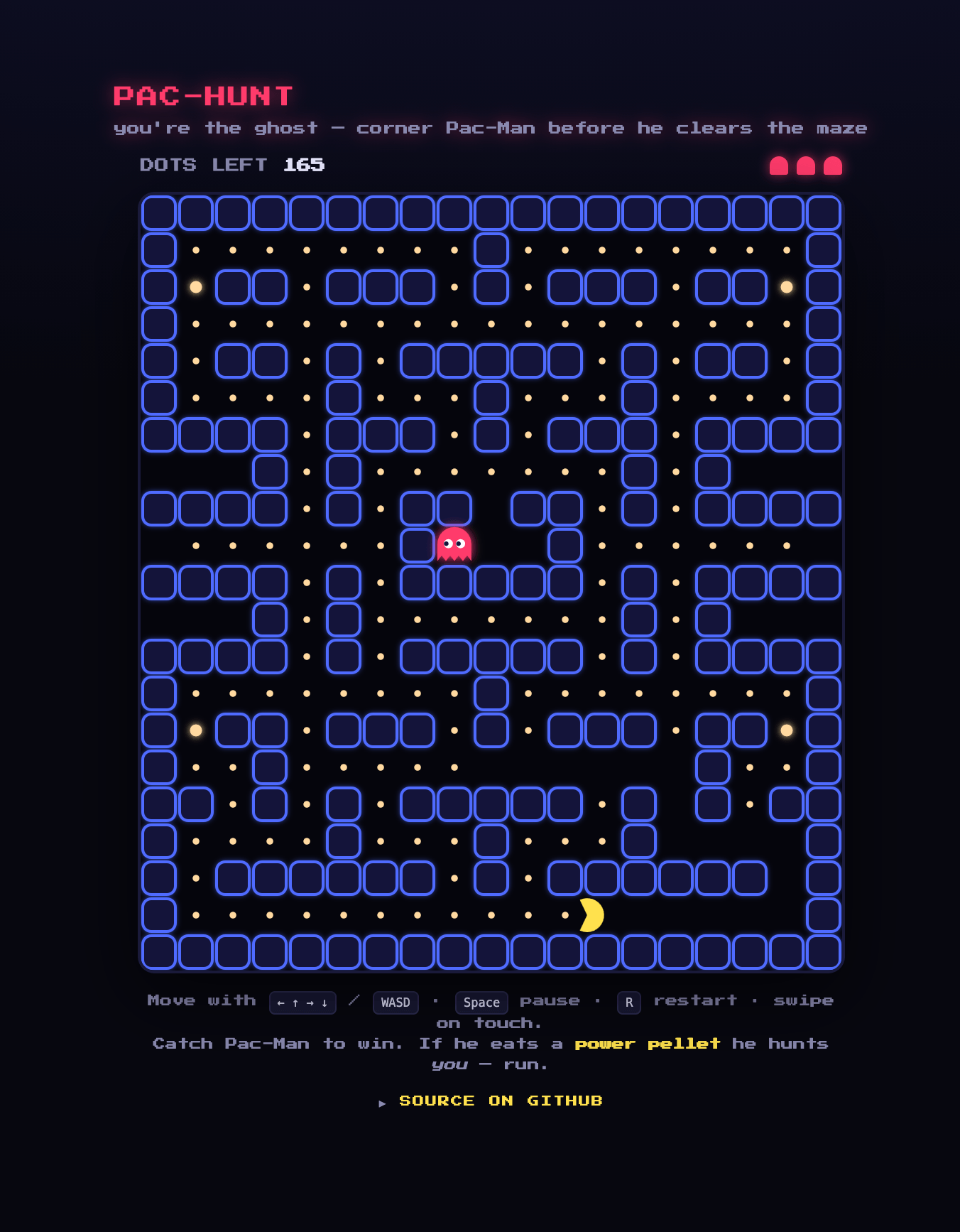 Представлена игра Pac-Hunt — это Pac-Man (Пакман), но игрок там — призрак