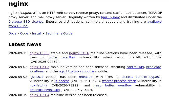 Версия nginx 1.31.6